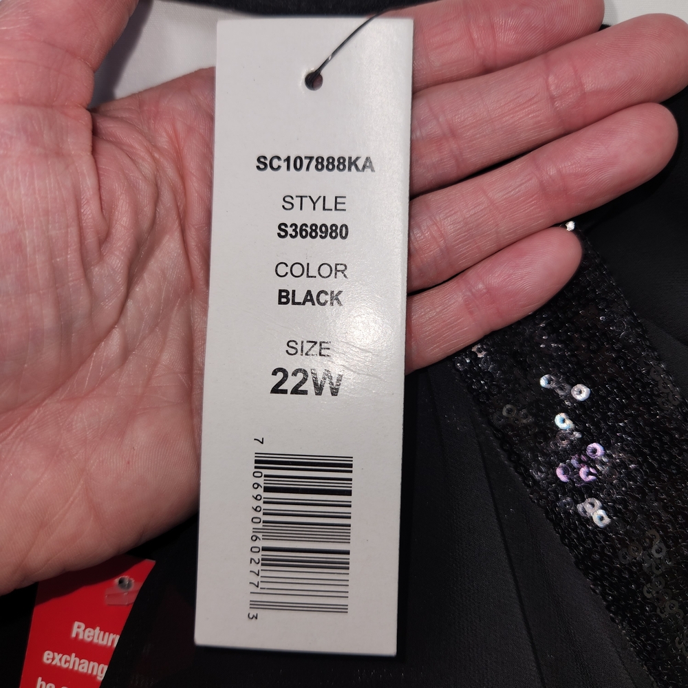 ⭐️NWT Scarlett Black Dress with Sequin Detail Overlay Size 22W⭐️ - Picture 9 of 9